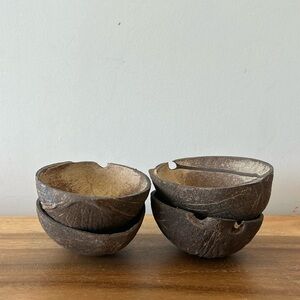 4 Locally collected coconut shell bowls